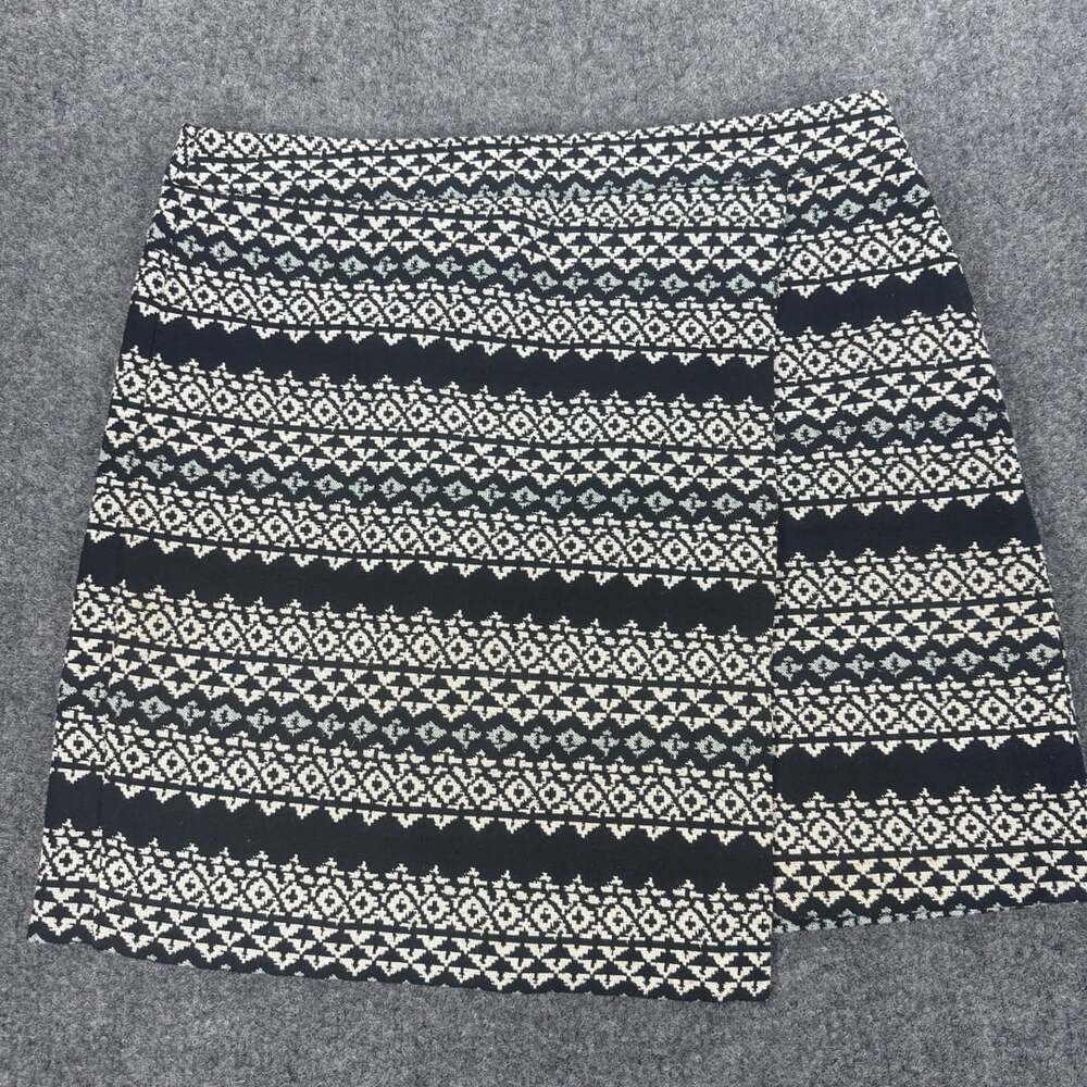 LOFT Outlet Petite Black White Geometric Print Wrap Skirt Size 12P